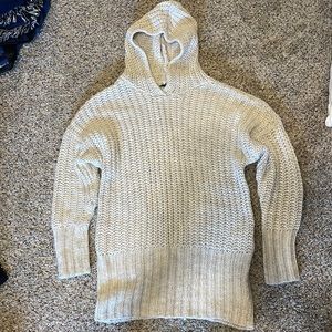 H&M Cream thick knit hooded long sweater - XS